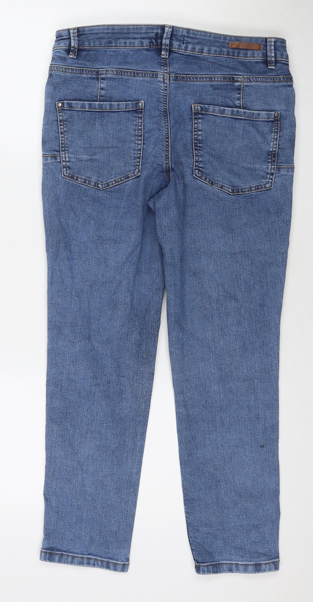 Blue73 Womens Blue Cotton Cropped Jeans Size 10 L25 in Regular Zip