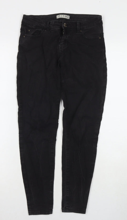 Denim & Co. Womens Black Cotton Skinny Jeans Size 8 L24 in Regular Zip