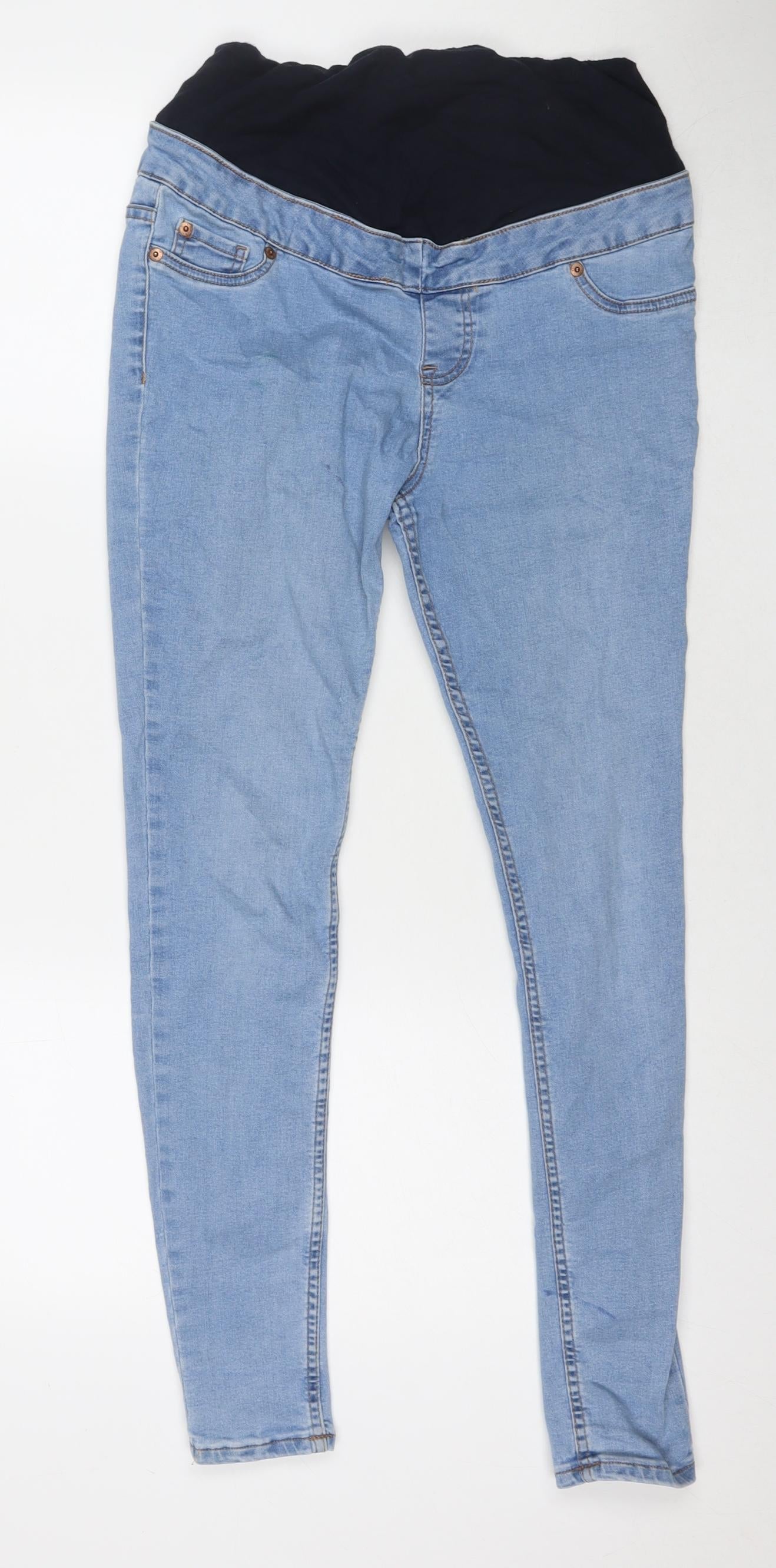 New Look Womens Blue Cotton Skinny Jeans Size 12 L27 in Regular Zip