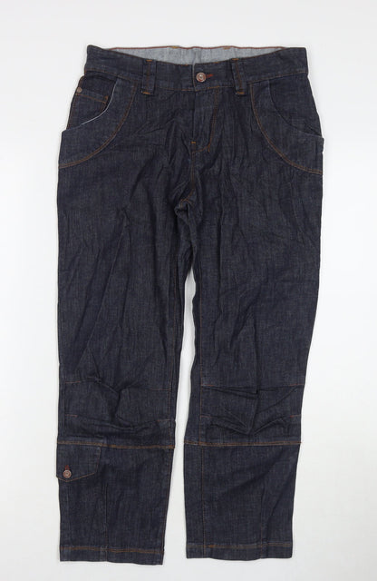 Lady Captain Womens Blue Cotton Straight Jeans Size 10 L24 in Regular Zip