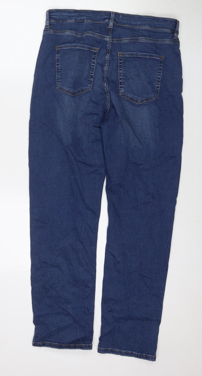 Per Una Womens Blue Polyester Blend Straight Jeans Size 32 in L29 in Regular Zip