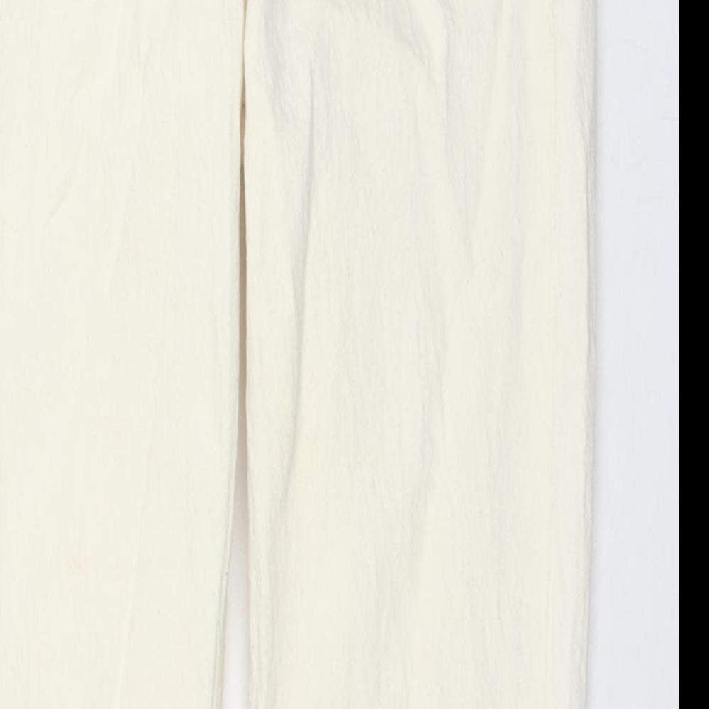 Zara Womens Ivory Cotton Straight Jeans Size 6 L32 in Regular Zip