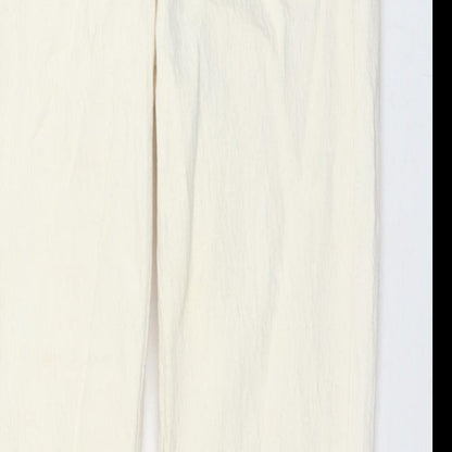 Zara Womens Ivory Cotton Straight Jeans Size 6 L32 in Regular Zip