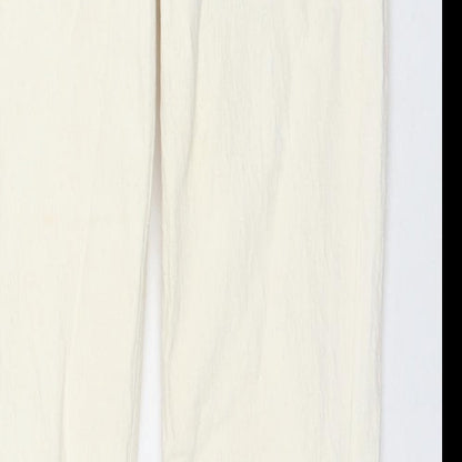 Zara Womens Ivory Cotton Straight Jeans Size 6 L32 in Regular Zip