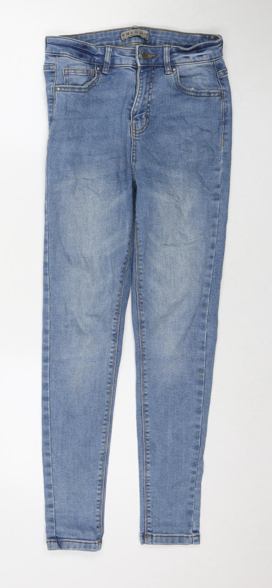 Denim & Co. Womens Blue Cotton Skinny Jeans Size 10 L25 in Regular Zip