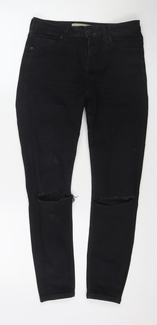 Topshop Womens Black Cotton Skinny Jeans Size 28 L28 in Regular Zip
