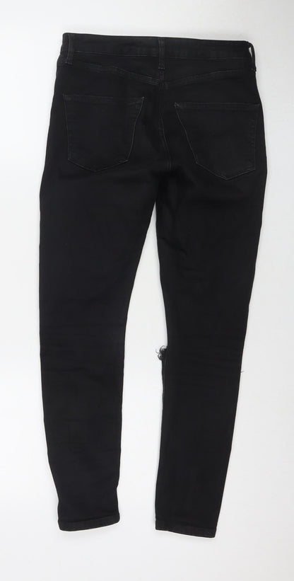 Topshop Womens Black Cotton Skinny Jeans Size 28 L28 in Regular Zip