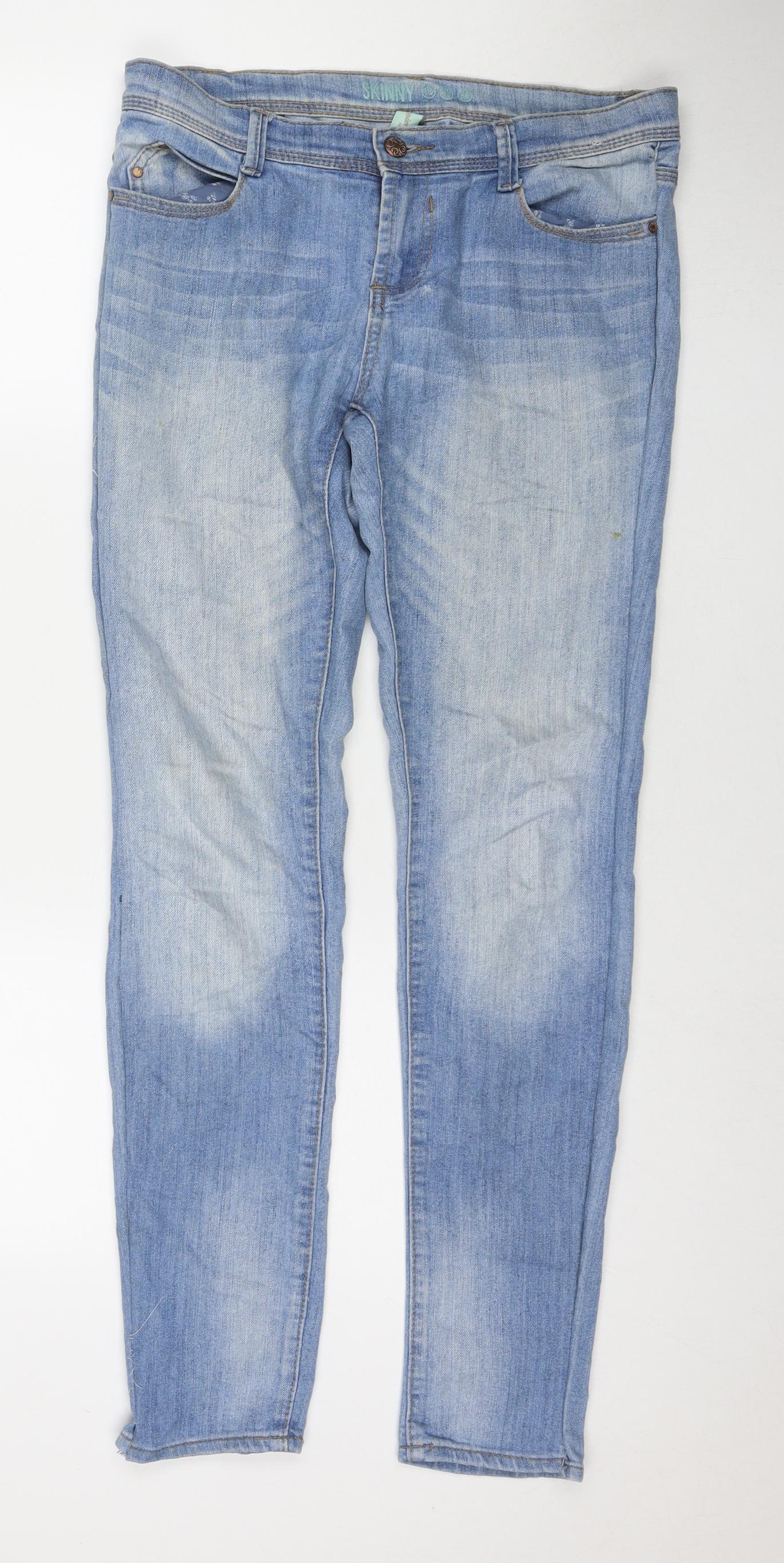 Denim & Co. Womens Blue Cotton Skinny Jeans Size 10 L30 in Regular Zip