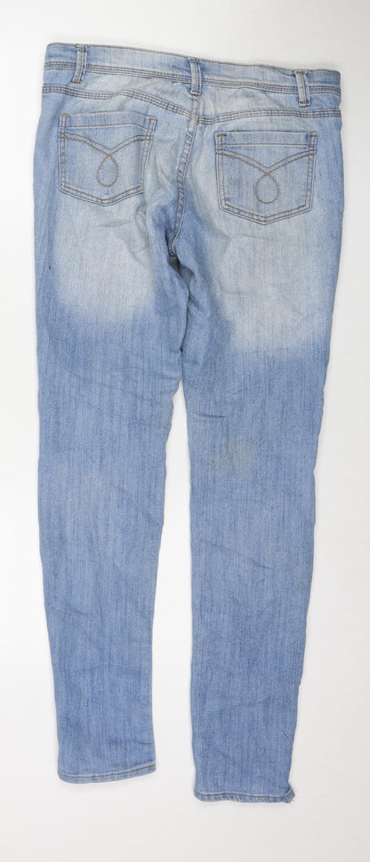 Denim & Co. Womens Blue Cotton Skinny Jeans Size 10 L30 in Regular Zip