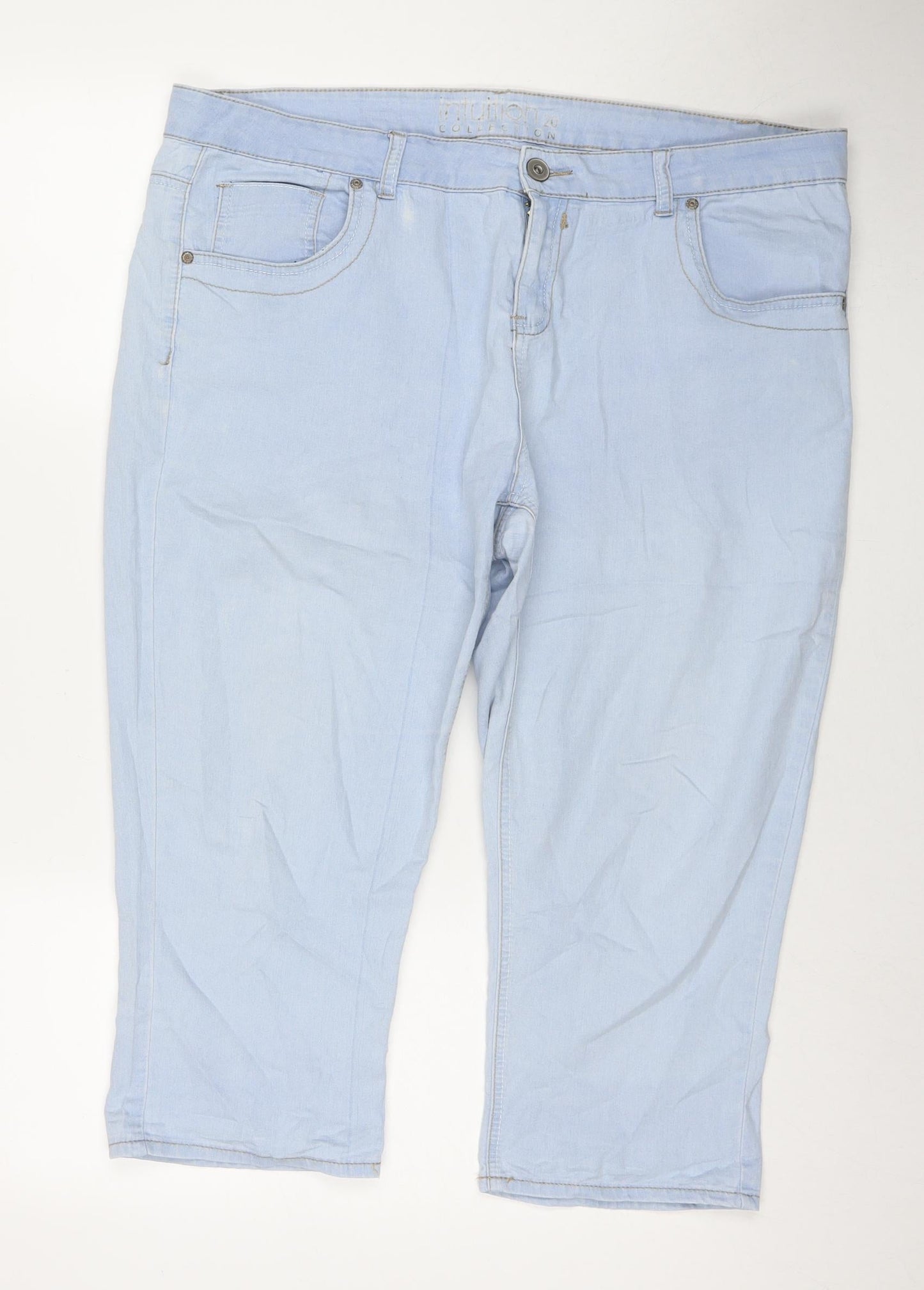 Intuition Womens Blue Cotton Capri Jeans Size 20 L21 in Regular Zip