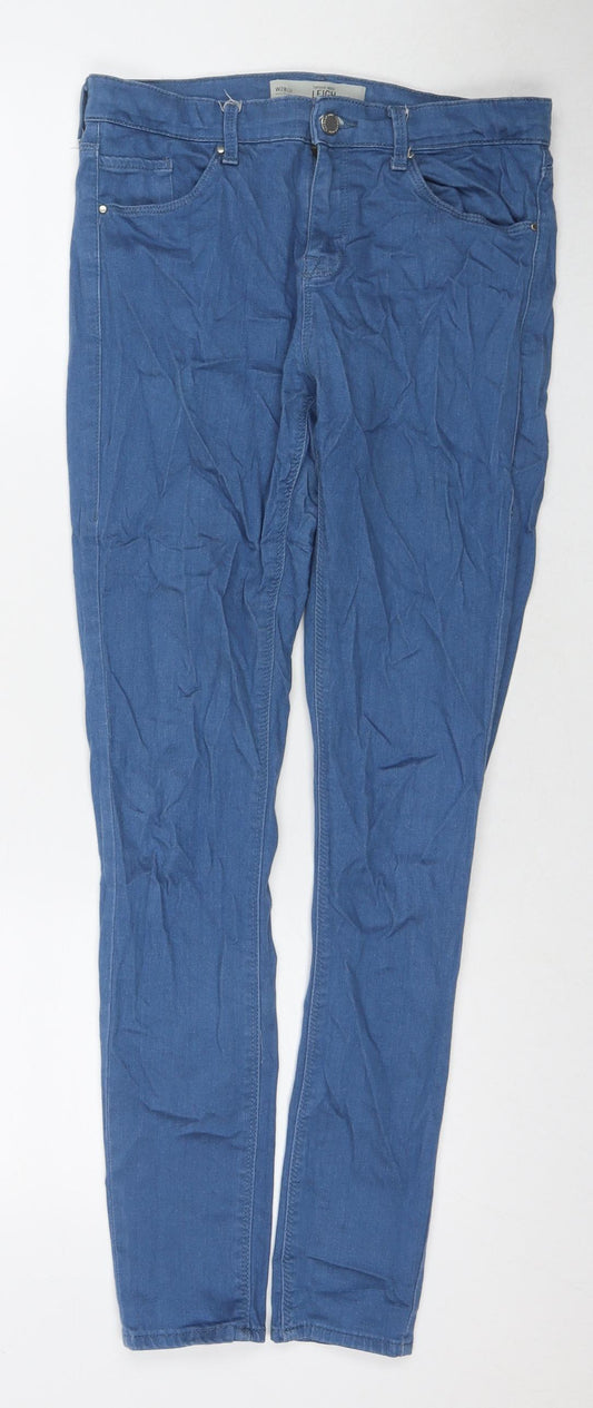 Topshop Womens Blue Cotton Skinny Jeans Size 28 in L32 in Regular Zip