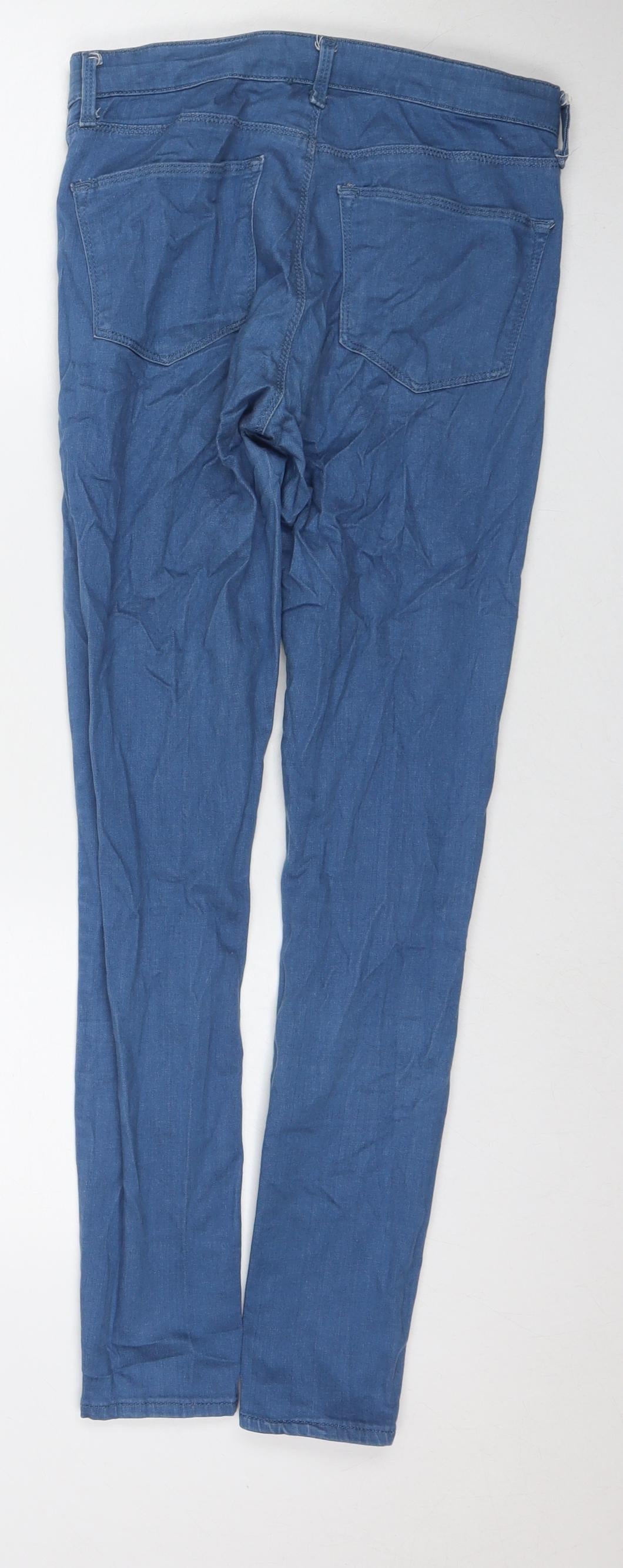 Topshop Womens Blue Cotton Skinny Jeans Size 28 in L32 in Regular Zip