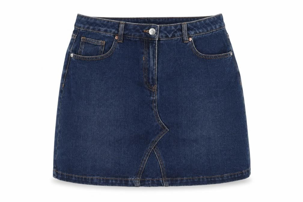 Papaya Womens Blue Cotton A-Line Skirt Size 12 Zip