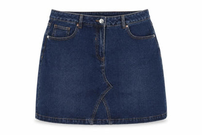 Papaya Womens Blue Cotton A-Line Skirt Size 12 Zip
