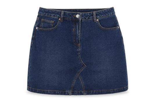 Papaya Womens Blue Cotton A-Line Skirt Size 12 Zip