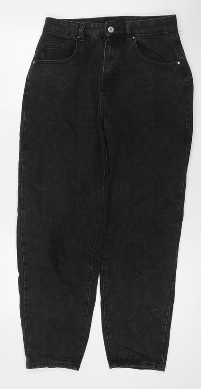 Cotton:On Womens Black Cotton Straight Jeans Size 10 L29 in Regular Zip