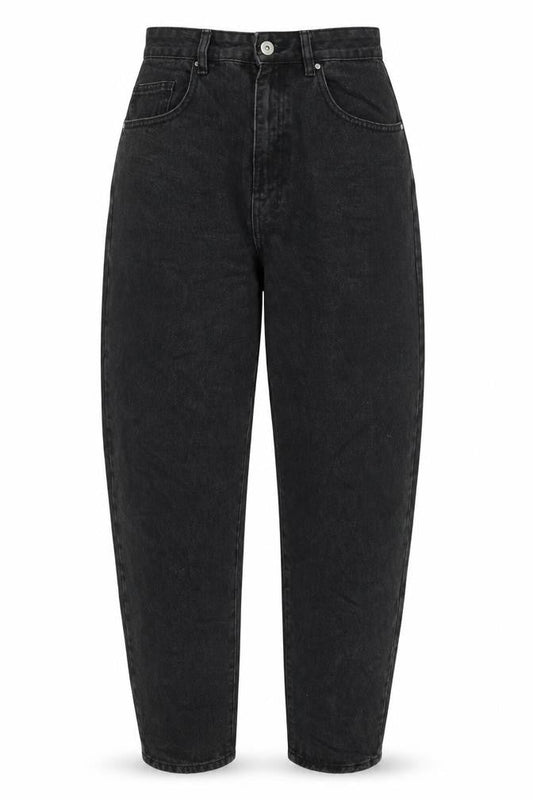 Front view of Cotton:On women’s black cotton straight jeans, size UK 10, 29-inch leg regular zip