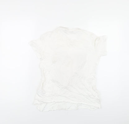 Marc Aurel Womens White Viscose Basic T-Shirt Size 6 Round Neck