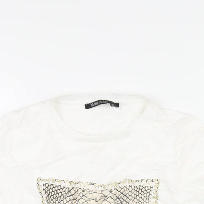 Marc Aurel Womens White Viscose Basic T-Shirt Size 6 Round Neck