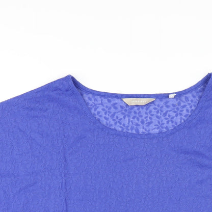 Anthology Womens Blue Polyester Basic T-Shirt Size 14 Round Neck