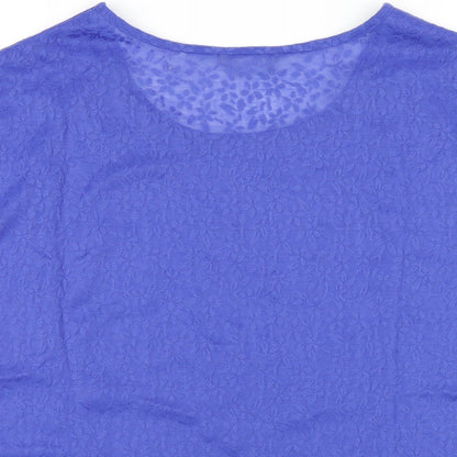 Anthology Womens Blue Polyester Basic T-Shirt Size 14 Round Neck