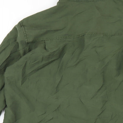 Zara Mens Green Lyocell Button-Up Size XS Collared Button