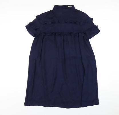 Fashion Union Womens Blue Polyester A-Line Size 12 Round Neck Button