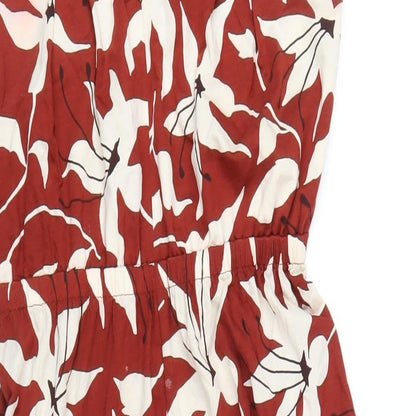 Arket Womens Red Floral Cotton A-Line Size S V-Neck Pullover