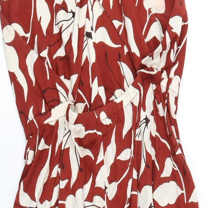 Arket Womens Red Floral Cotton A-Line Size S V-Neck Pullover