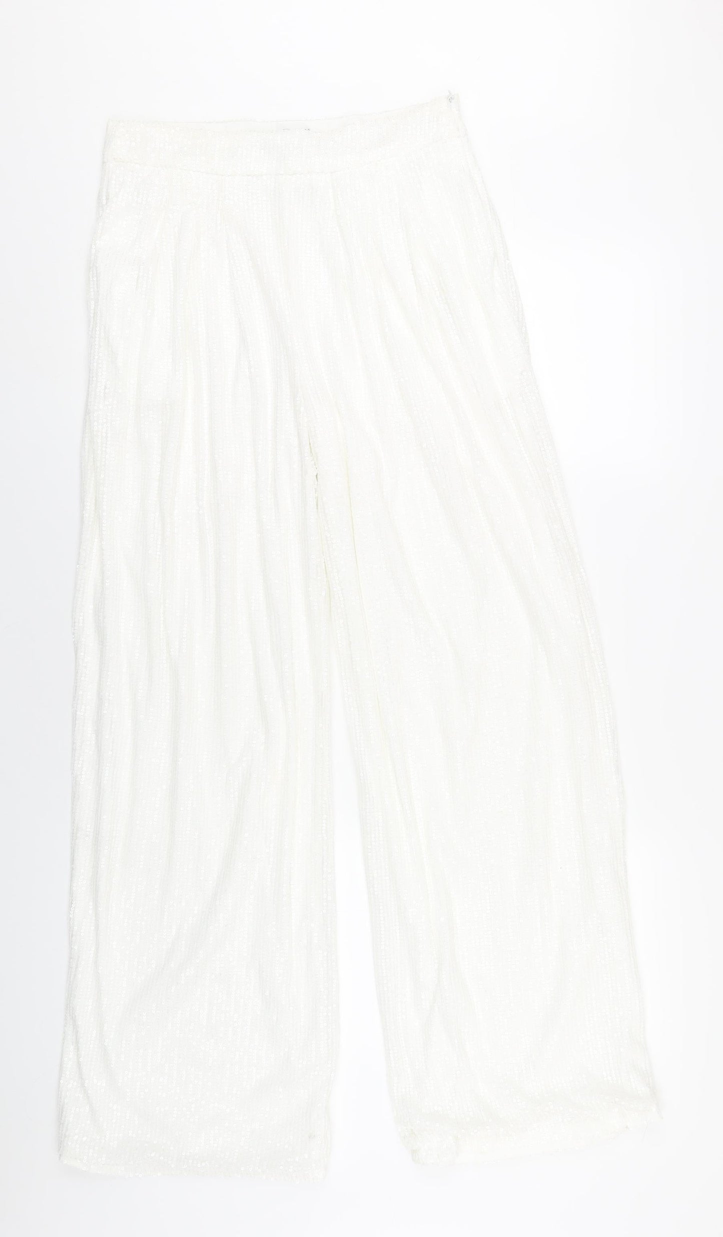 Womens UK Size 10 Nasty Gal Regular Fit  White Trousers