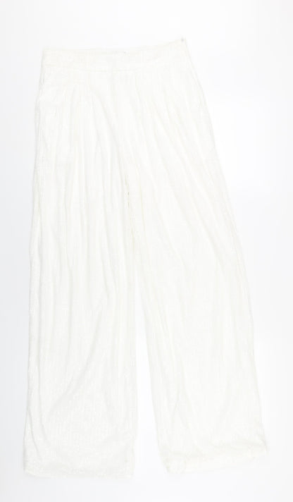 Womens UK Size 10 Nasty Gal Regular Fit  White Trousers