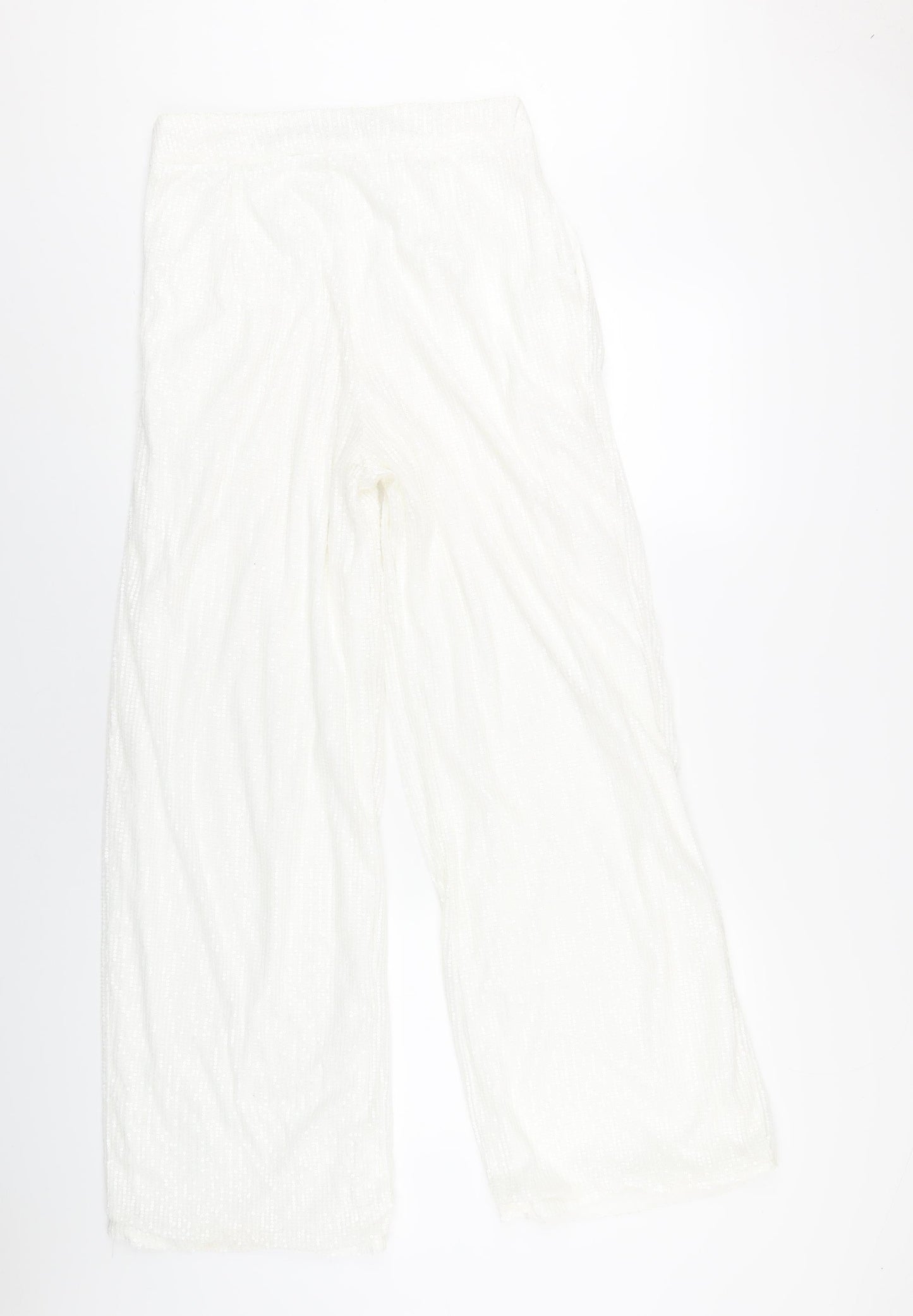 Womens UK Size 10 Nasty Gal Regular Fit  White Trousers