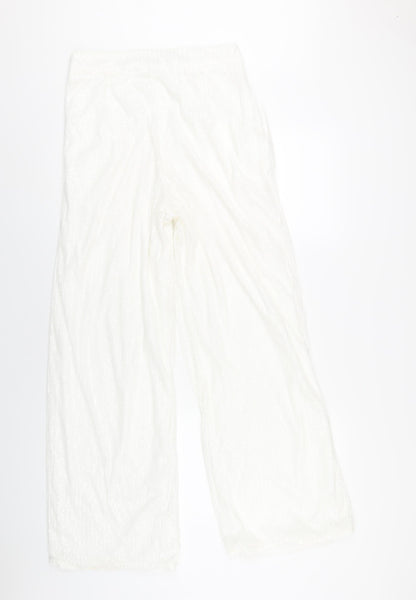 Womens UK Size 10 Nasty Gal Regular Fit  White Trousers