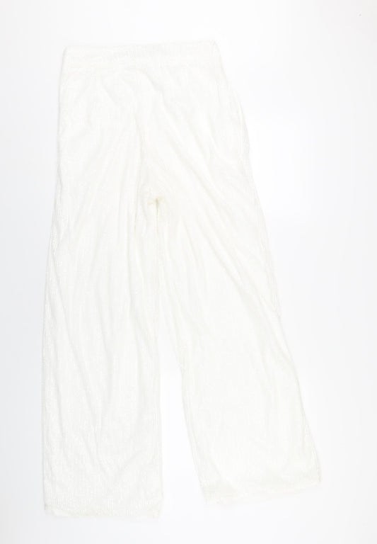 Nasty Gal Womens White Polyester Trousers Size 10 L31 in Regular Zip - Sequin