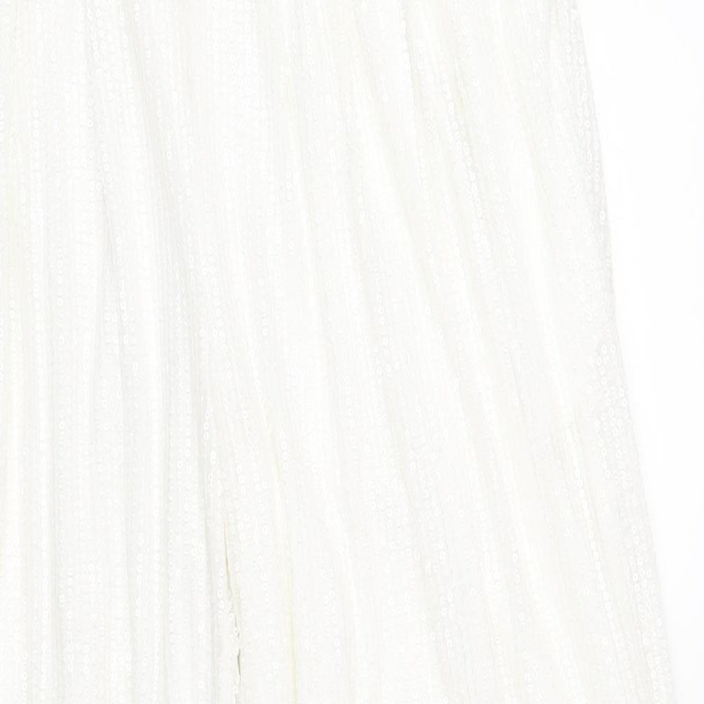 Womens UK Size 10 Nasty Gal Regular Fit  White Trousers