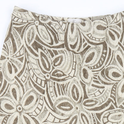 CC Womens Beige Geometric Linen A-Line Skirt Size 16