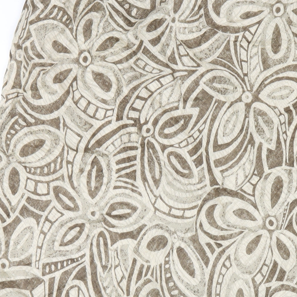 CC Womens Beige Geometric Linen A-Line Skirt Size 16