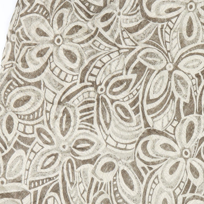 CC Womens Beige Geometric Linen A-Line Skirt Size 16