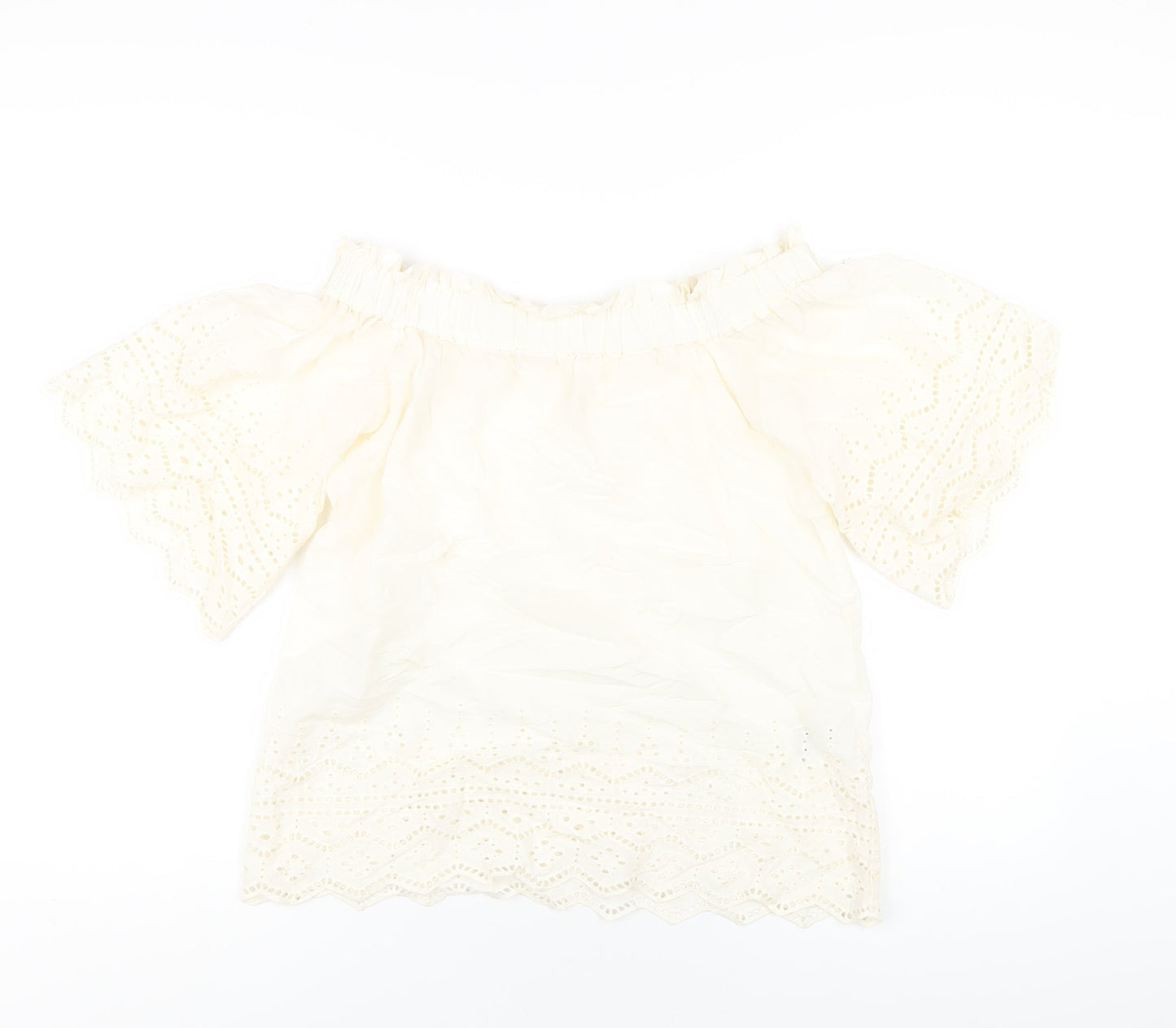 Womens UK Size 4 H&M Ivory Basic T-Shirt