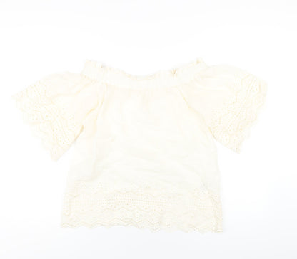 Womens UK Size 4 H&M Ivory Basic T-Shirt