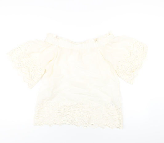 Womens UK Size 4 H&M Ivory Basic T-Shirt