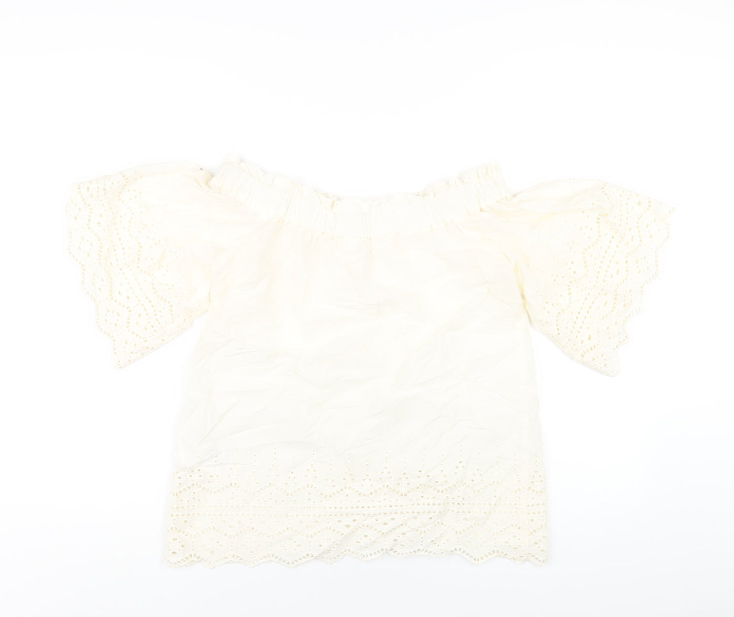 Womens UK Size 4 H&M Ivory Basic T-Shirt