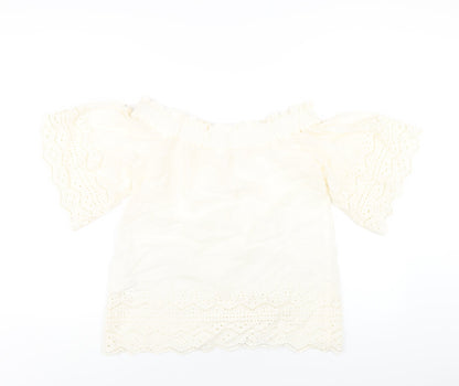 Womens UK Size 4 H&M Ivory Basic T-Shirt