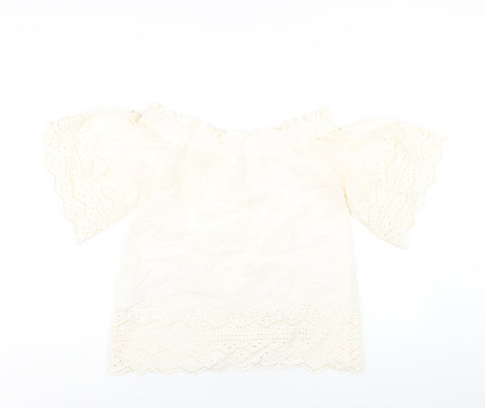 Womens UK Size 4 H&M Ivory Basic T-Shirt