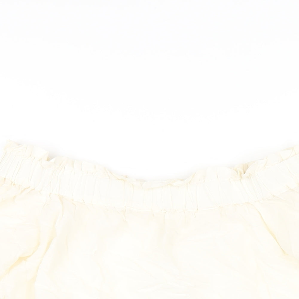 Womens UK Size 4 H&M Ivory Basic T-Shirt