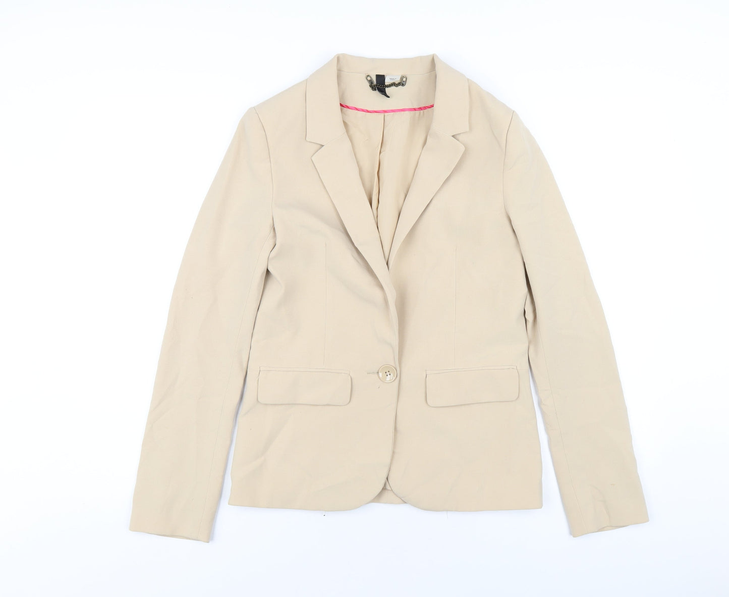 H&M Womens Beige Jacket Blazer Size 8 Button