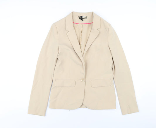 H&M Womens Beige Jacket Blazer Size 8 Button