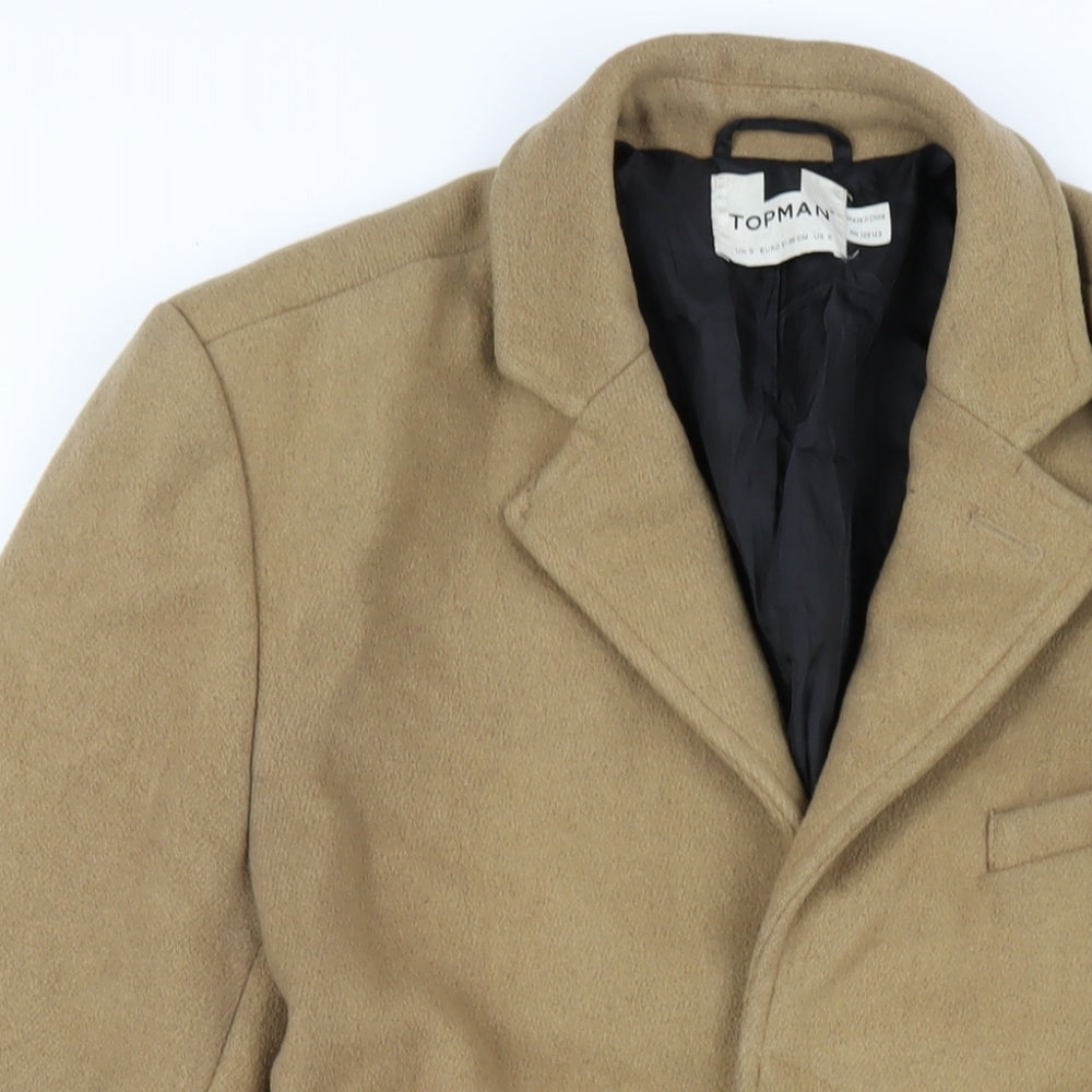 Mens UK Size S Topman Beige Pea Coat
