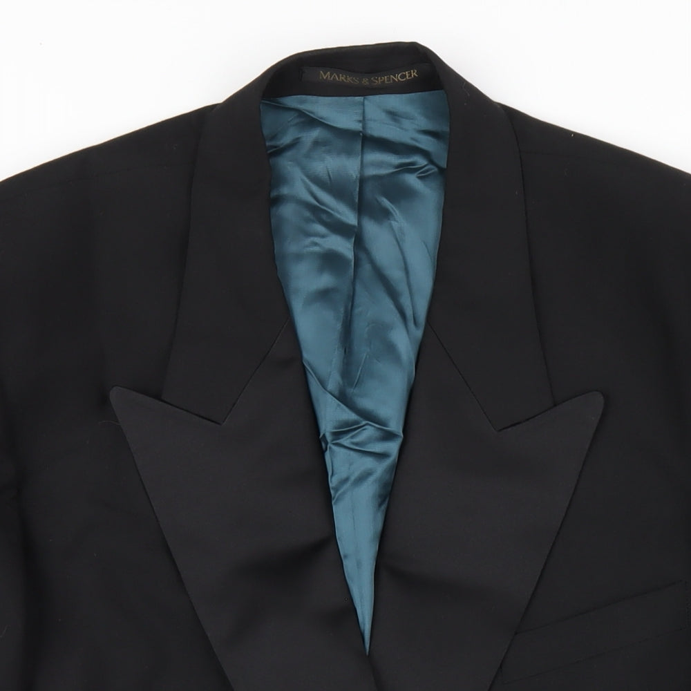 Mens UK Size 44 Marks and Spencer Regular Black Suit Tuxedo