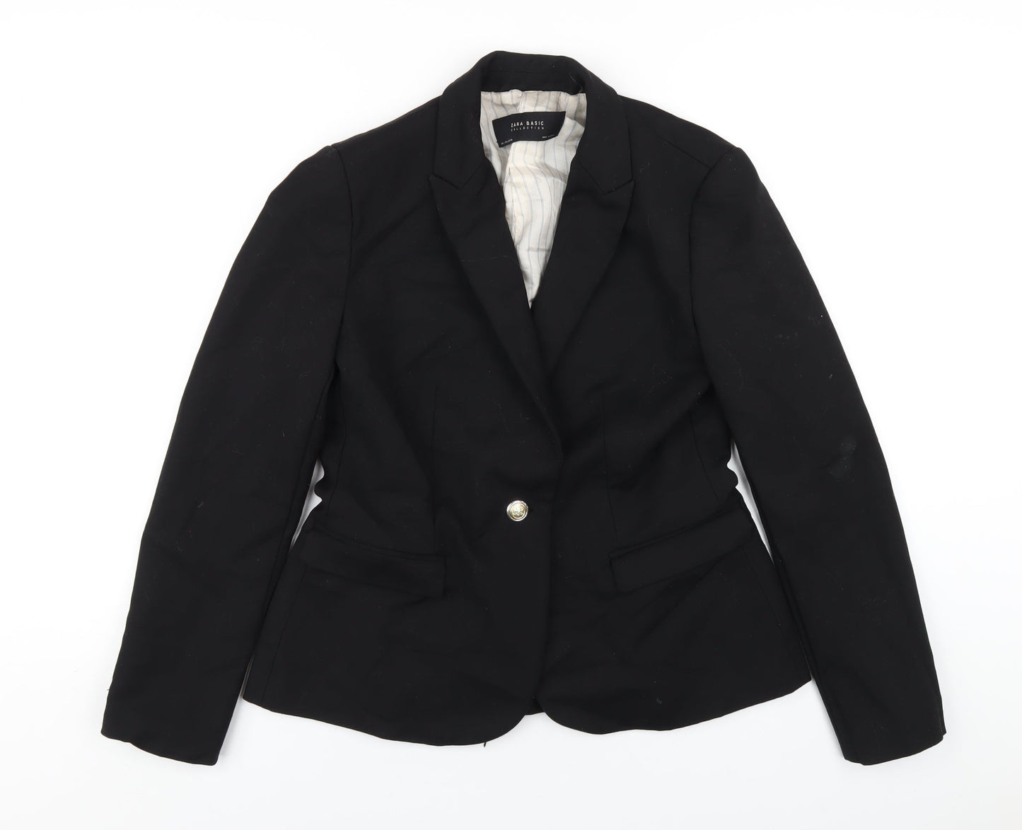 Zara Womens Black Polyester Jacket Blazer Size L